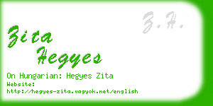 zita hegyes business card